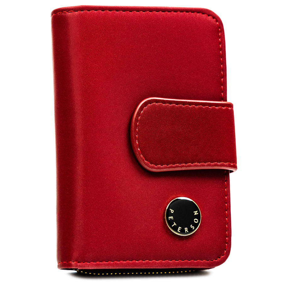 Klasická červená dámska peňaženka s RFID ochranou, z prírodnej a ekologickej kože - Peterson