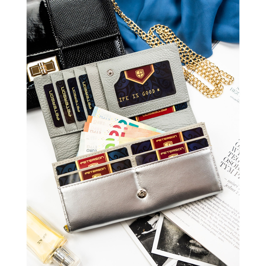 Leather+leatherette wallet RFID PETERSON PTN PX20-1-NPK