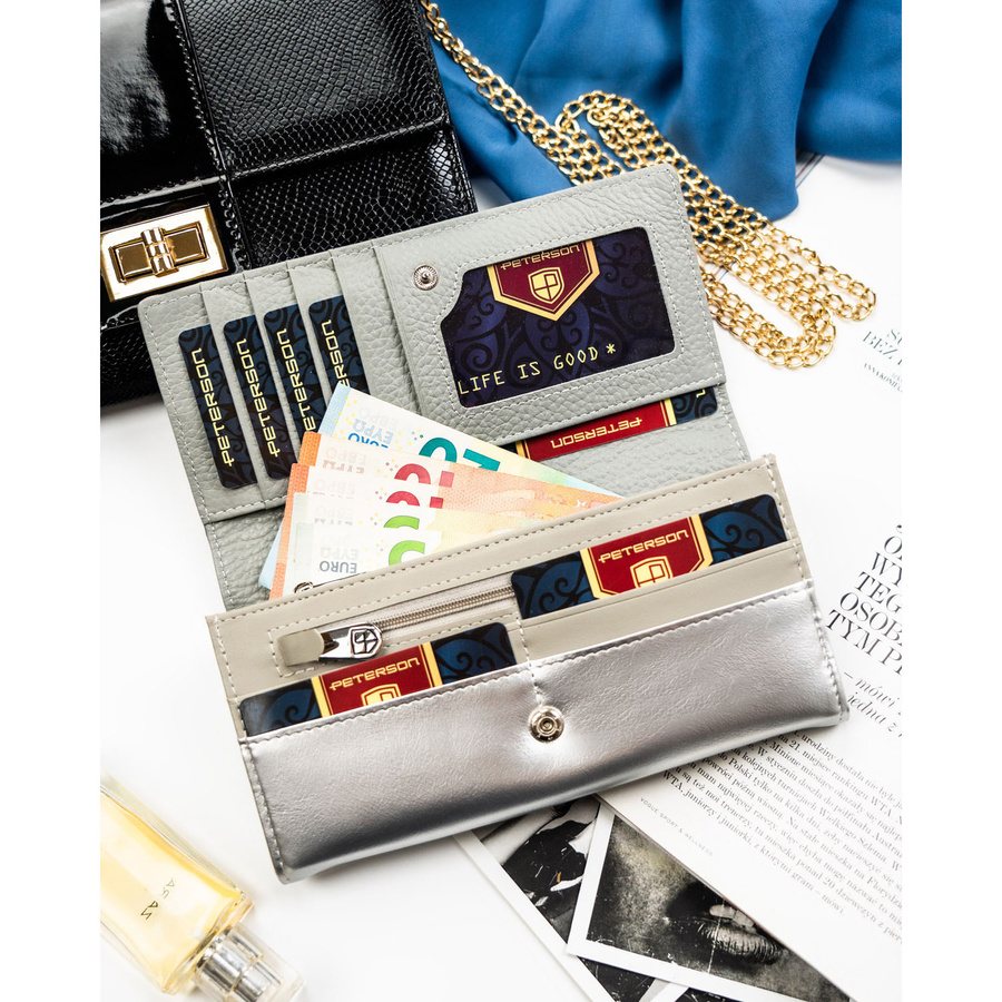 Leather+leatherette wallet RFID PETERSON PTN PX27-1-NPK