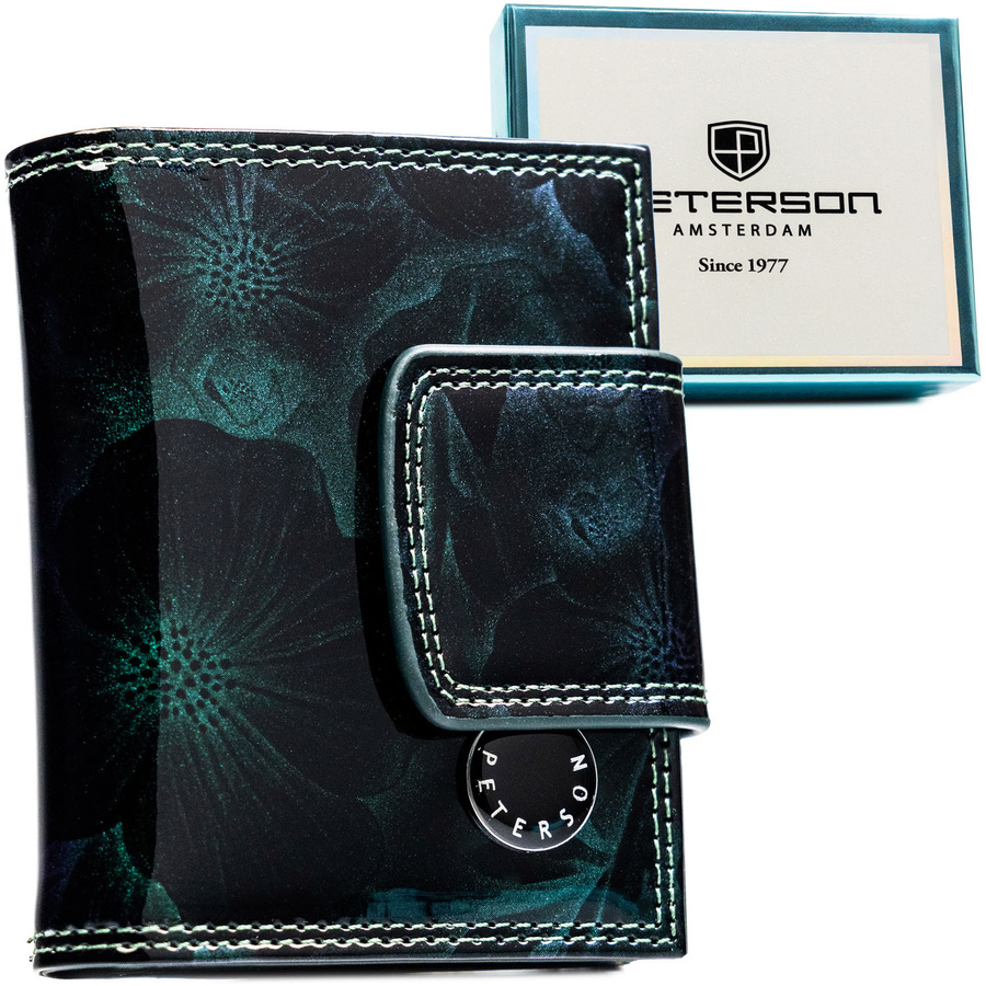 Malá zelená dámska peňaženka na patent a kovový klip – Peterson