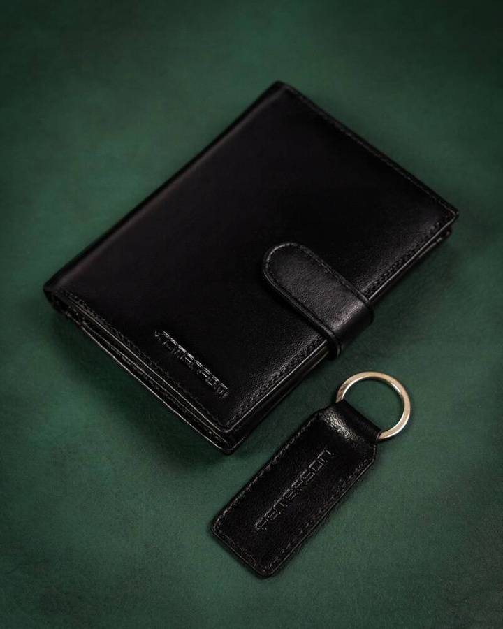 Leather wallet & key ring set PETERSON PTN SET-M-N4-KCS