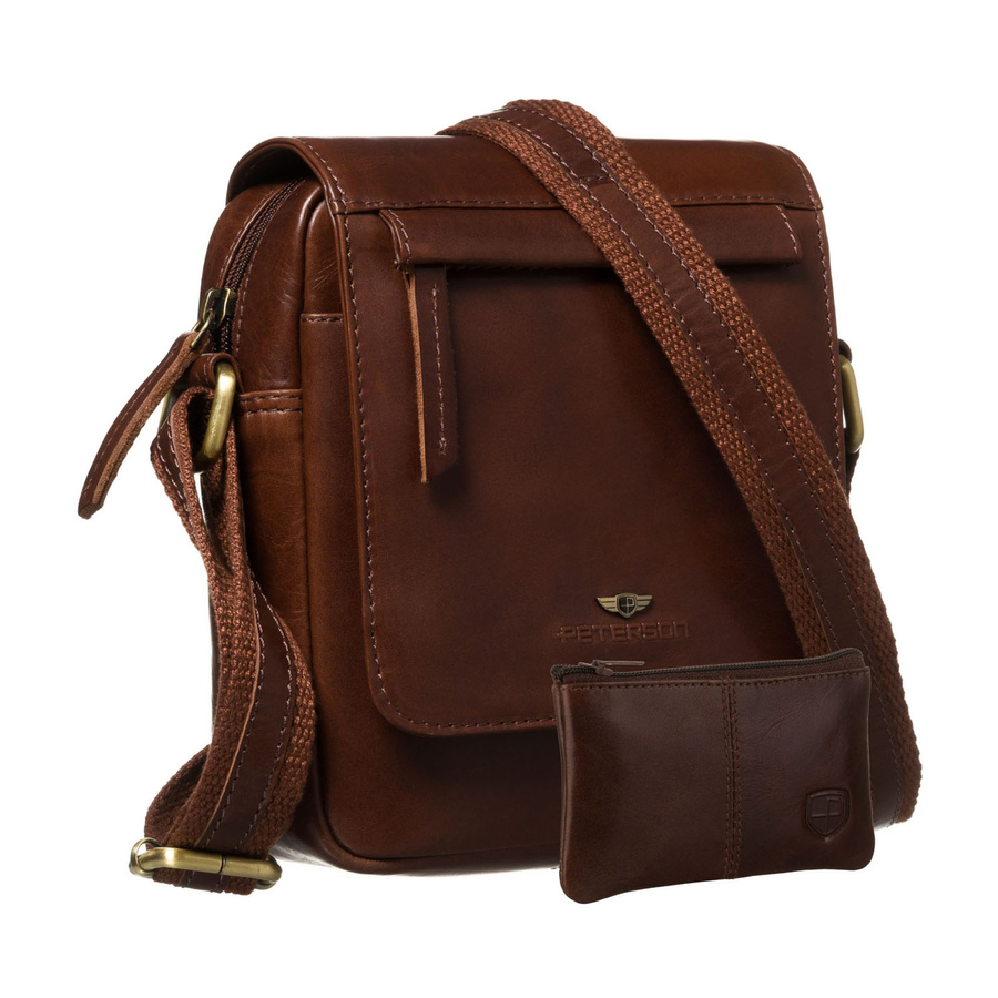 Hnedá pánska kožená crossbody taška s klopou – elegantná, štýlová a praktická