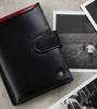 Leather men wallet N4L-RVT-6894 Black+Red