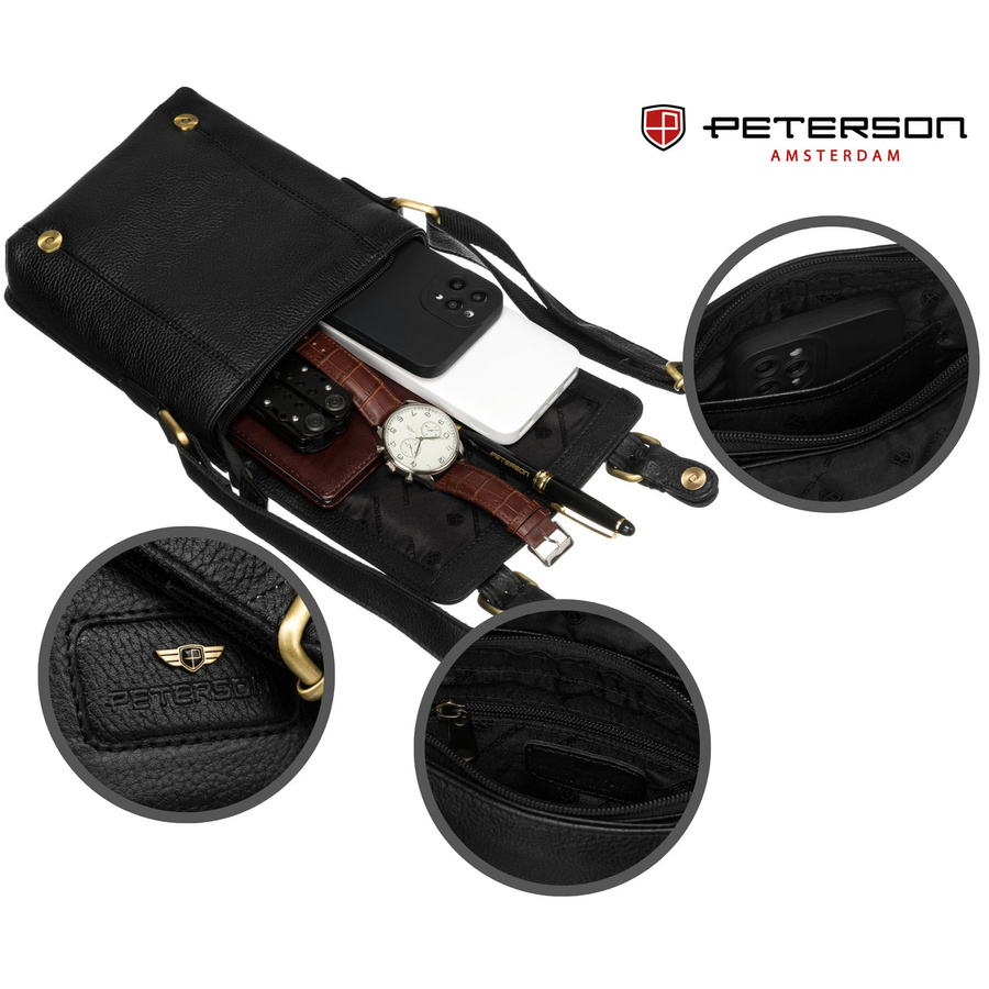 Leather bag PETERSON PTN 996-S-NDM