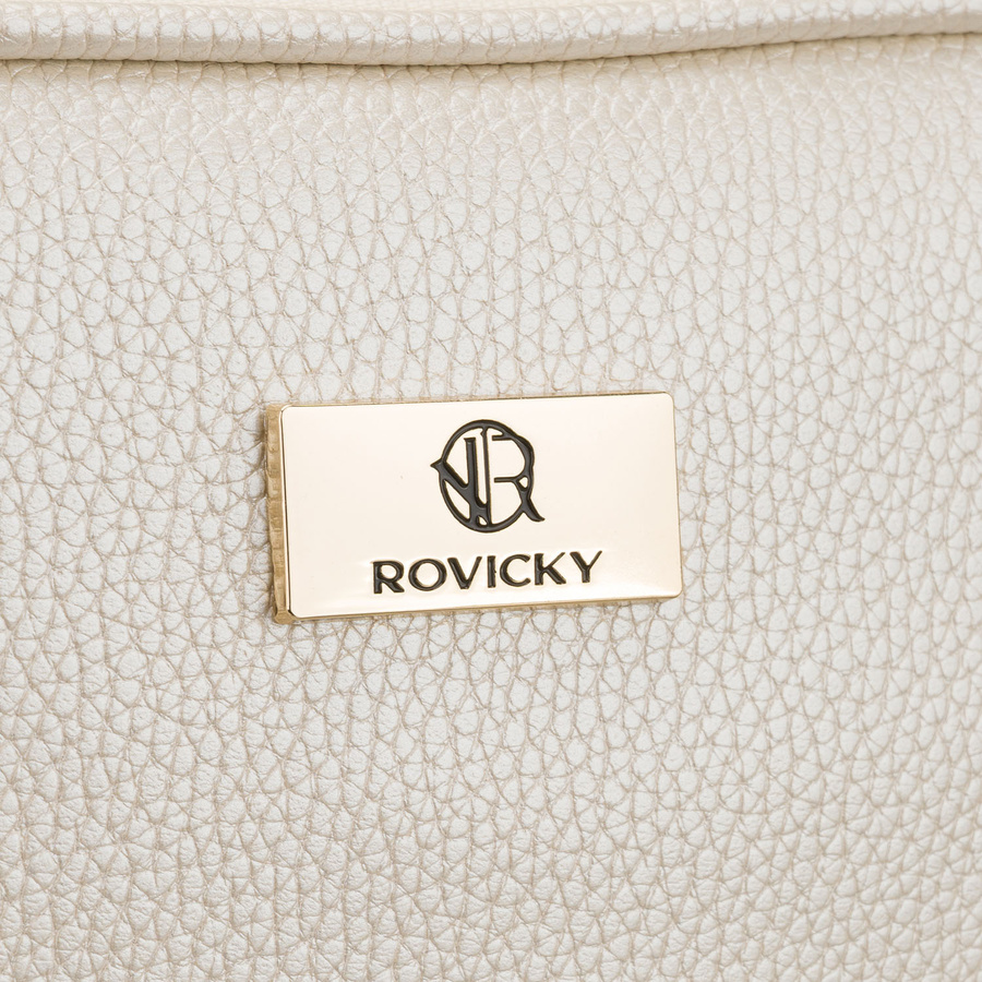 Praktyczna kosmetyczka ze skóry ekologicznej w jasnobeżowym kolorze - Rovicky