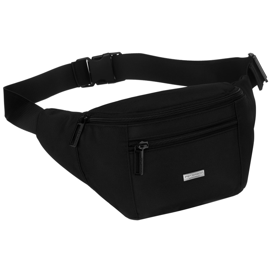 Pánska mestská crossbody taška/ľadvinka z vonkajším vreckom na zips – čierna, odolná a štýlová