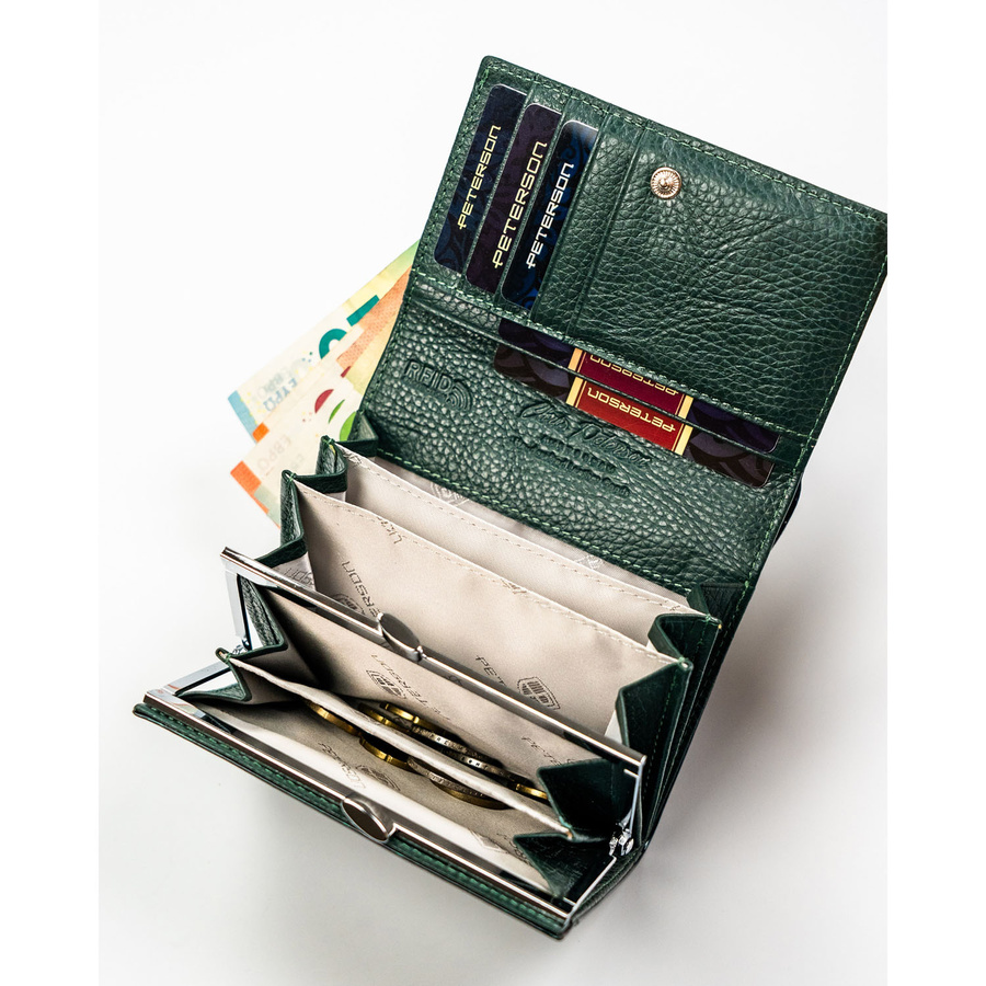 Leather and leatherette wallet RFID PETERSON PTN PS445-FDS