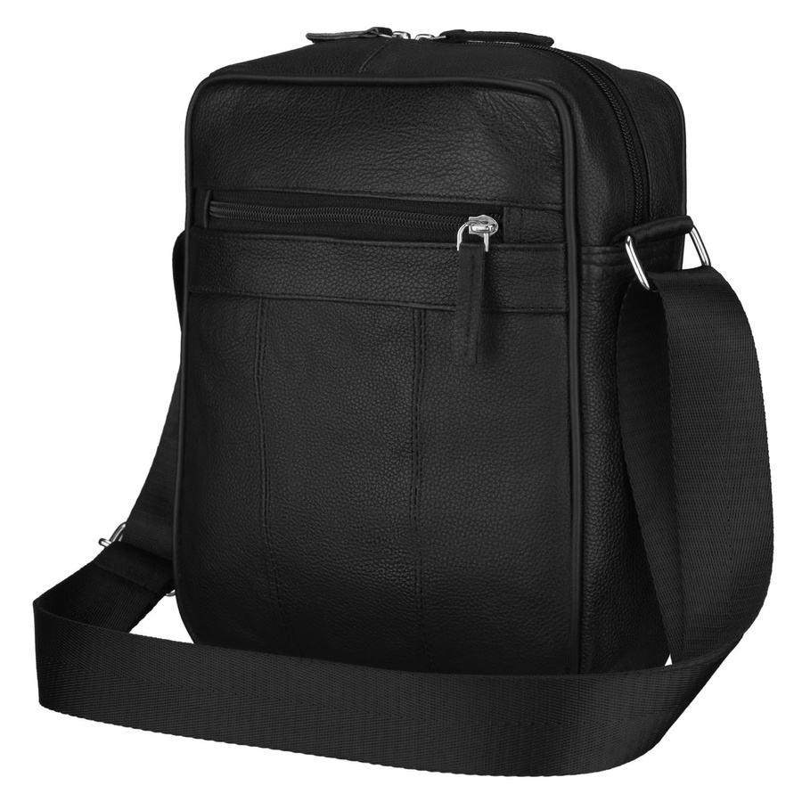 Listonoszka męska ze skóry naturalnej w czarnym kolorze, jednokomorowa - Rovicky