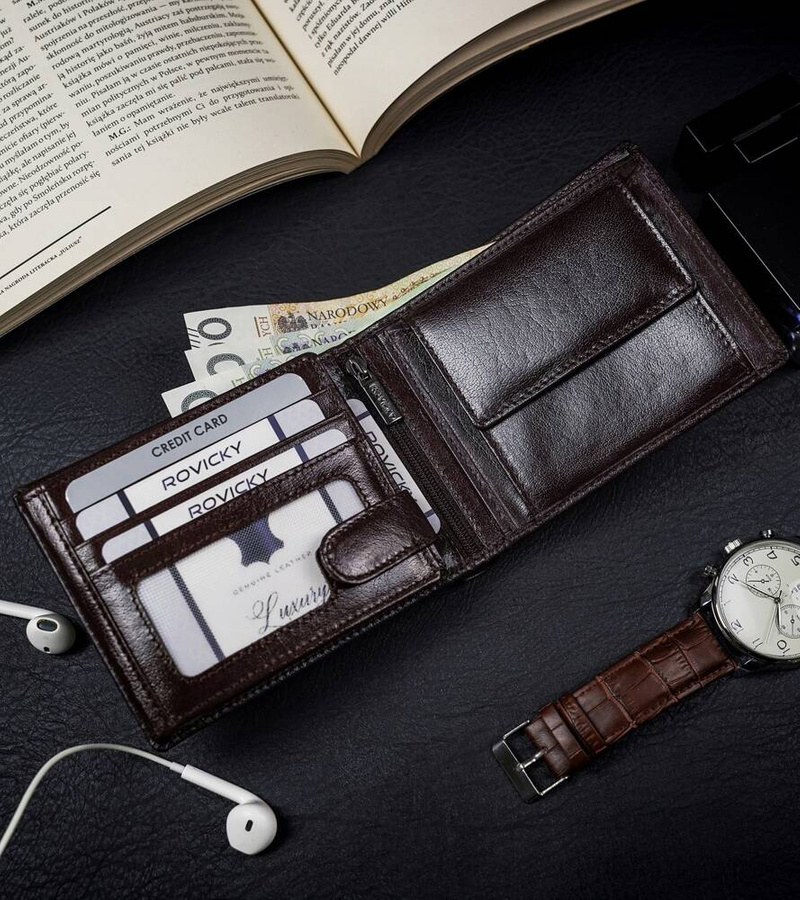 Leather wallet RFID ROVICKY PC-103-BAR