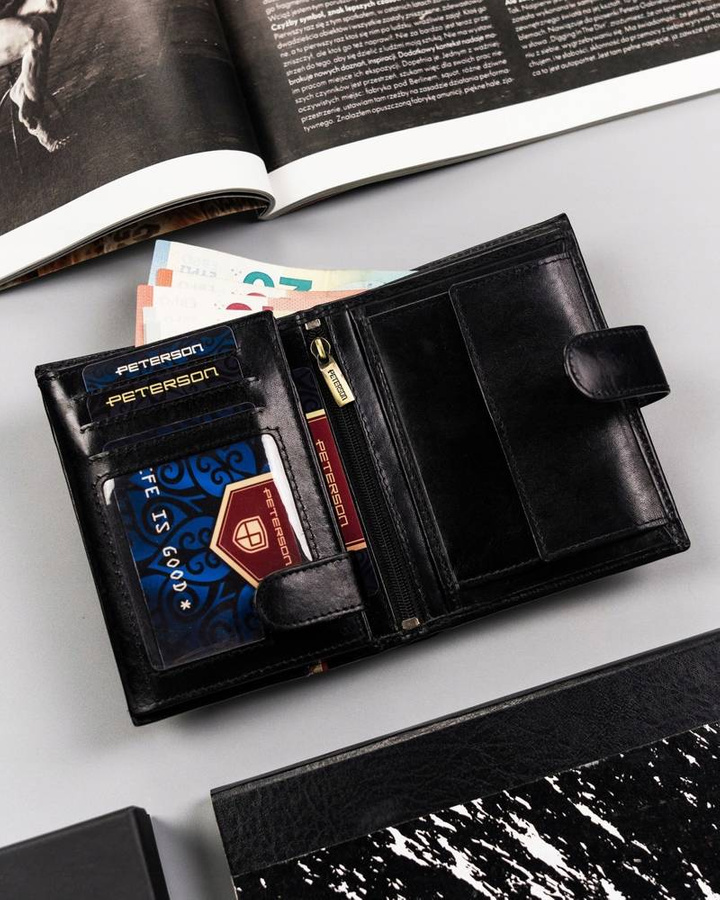 Leather wallet RFID PETERSON PTN 22311L-VT-A