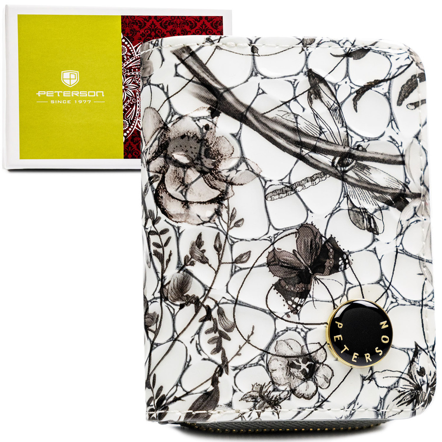 Praktická čierna peňaženka z prírodnej kože na patent a zips – Peterson