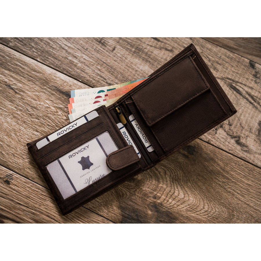 Leather wallet RFID ALWAYS WILD N992-CHM-HORSE-BL BR