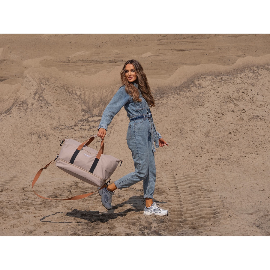 Beżowa, wodoodporna torba podróżna z poliestru - Peterson