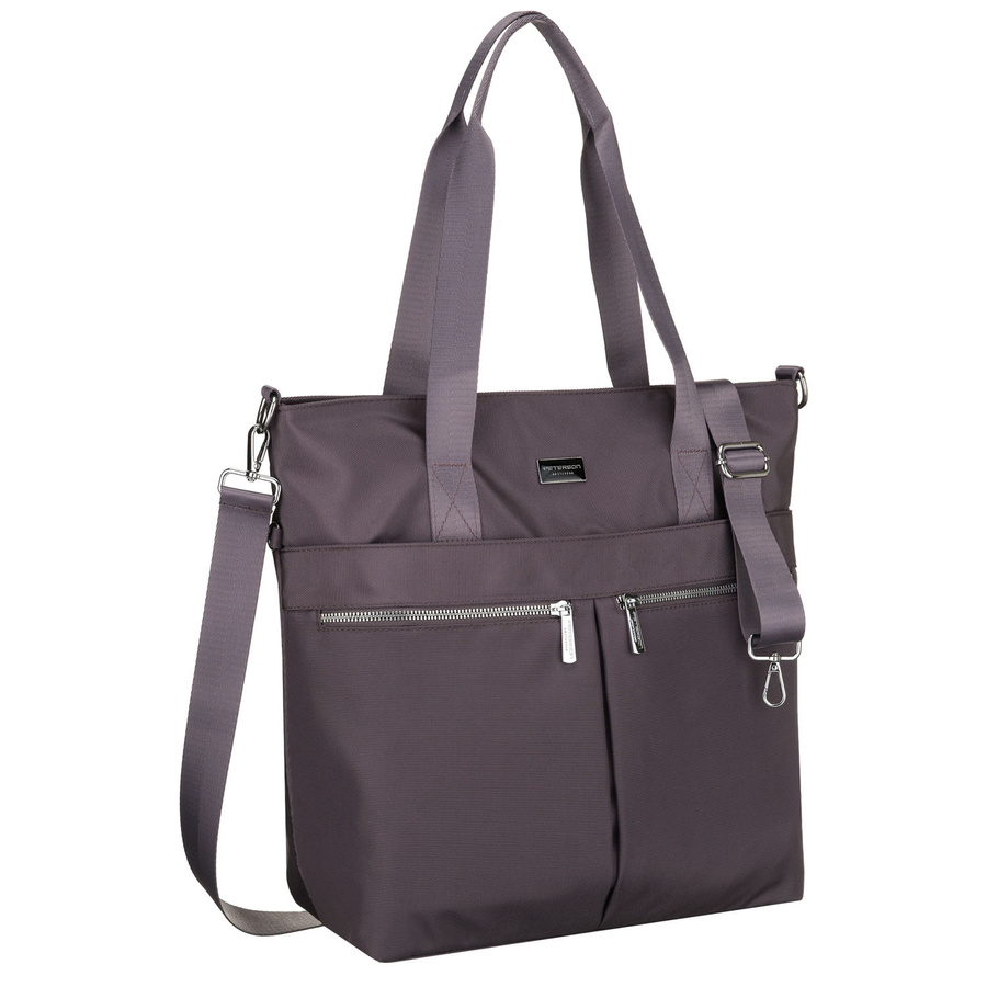 Dámska šedá shopper taška z polyesteru s nastaviteľným odnímateľným remienkom