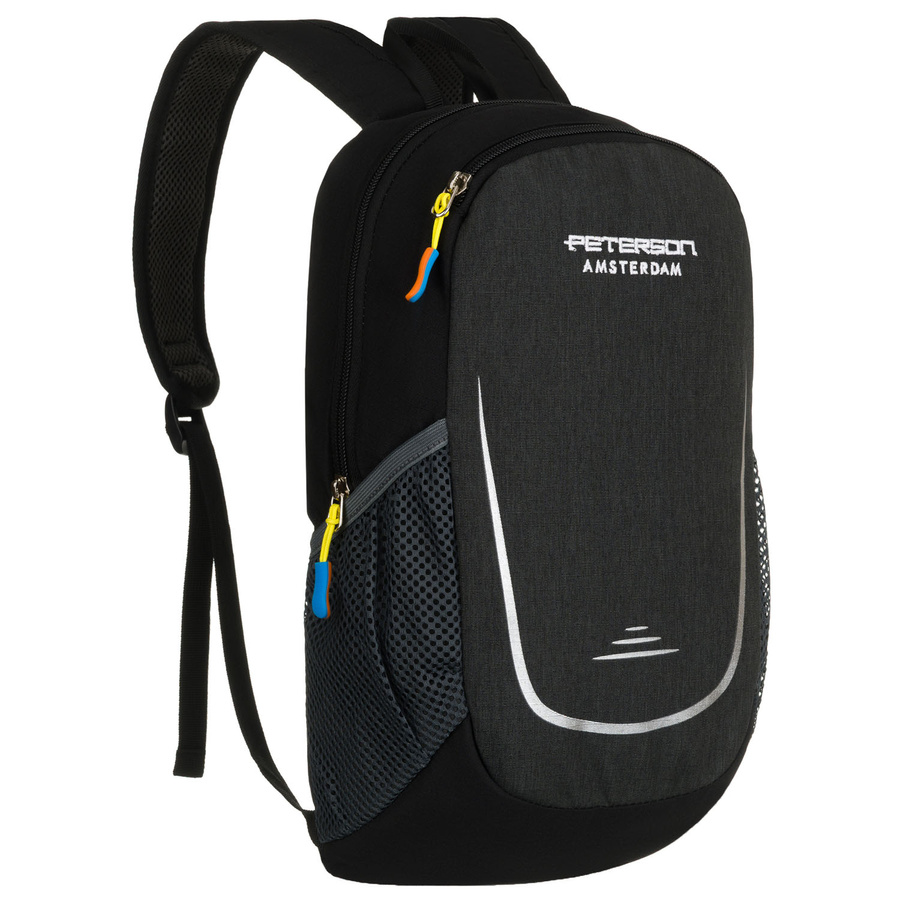 Praktický čierny turistický batoh Peterson s reflexnými prvkami - Peterson
