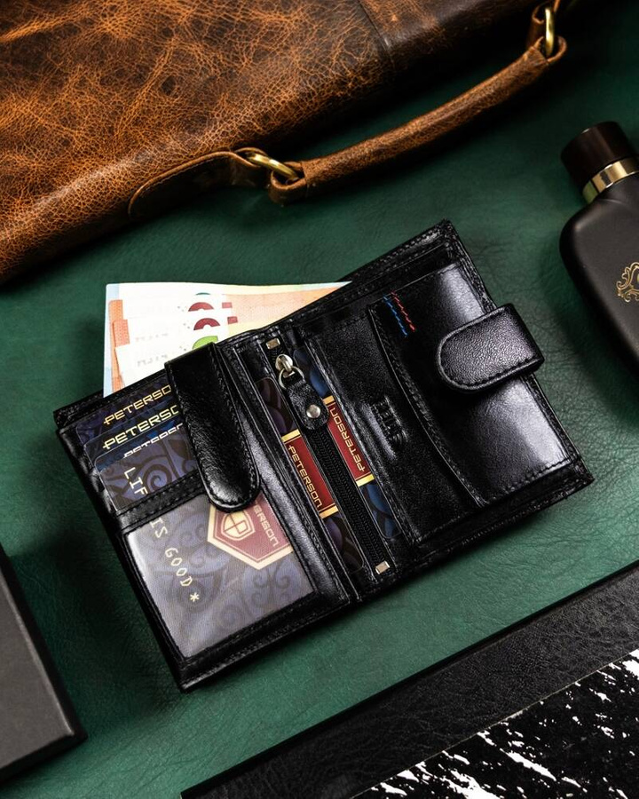 Leather wallet & key ring PETERSON PTN SET-M-1542L-KCS