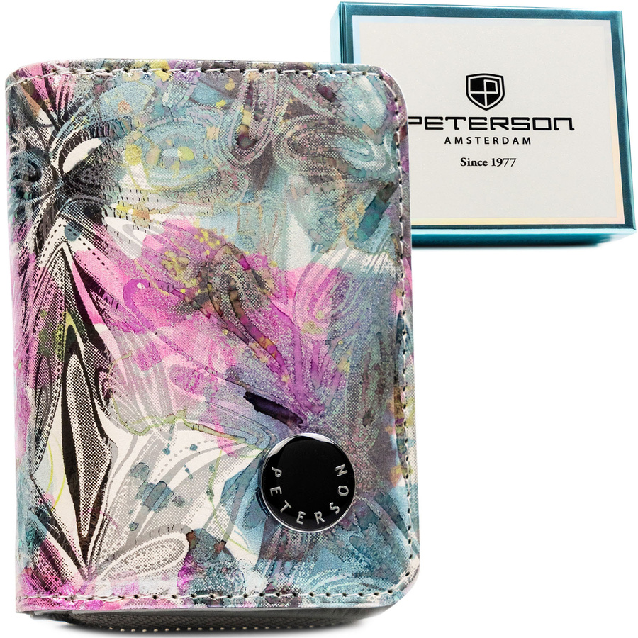 Viacfarebná dámska peňaženka z ekologickej a prírodnej kože na patent a zips – Peterson