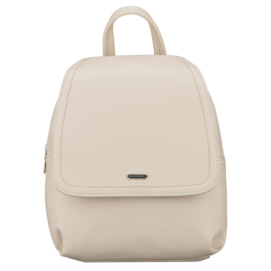 Miejski plecak damski ze skóry ekologicznej w jasnobeżowym kolorze - Rovicky
