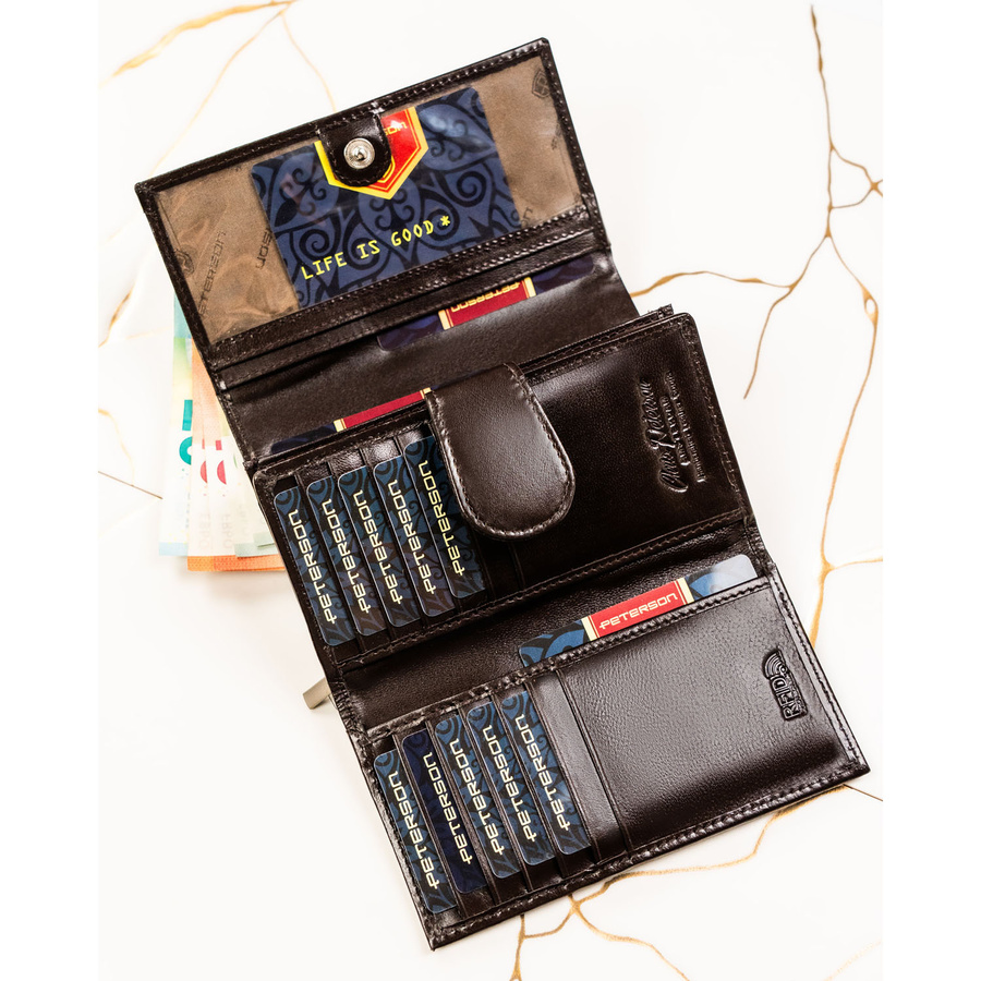 Leather wallet RFID PETERSON PTN RD-21-NGV