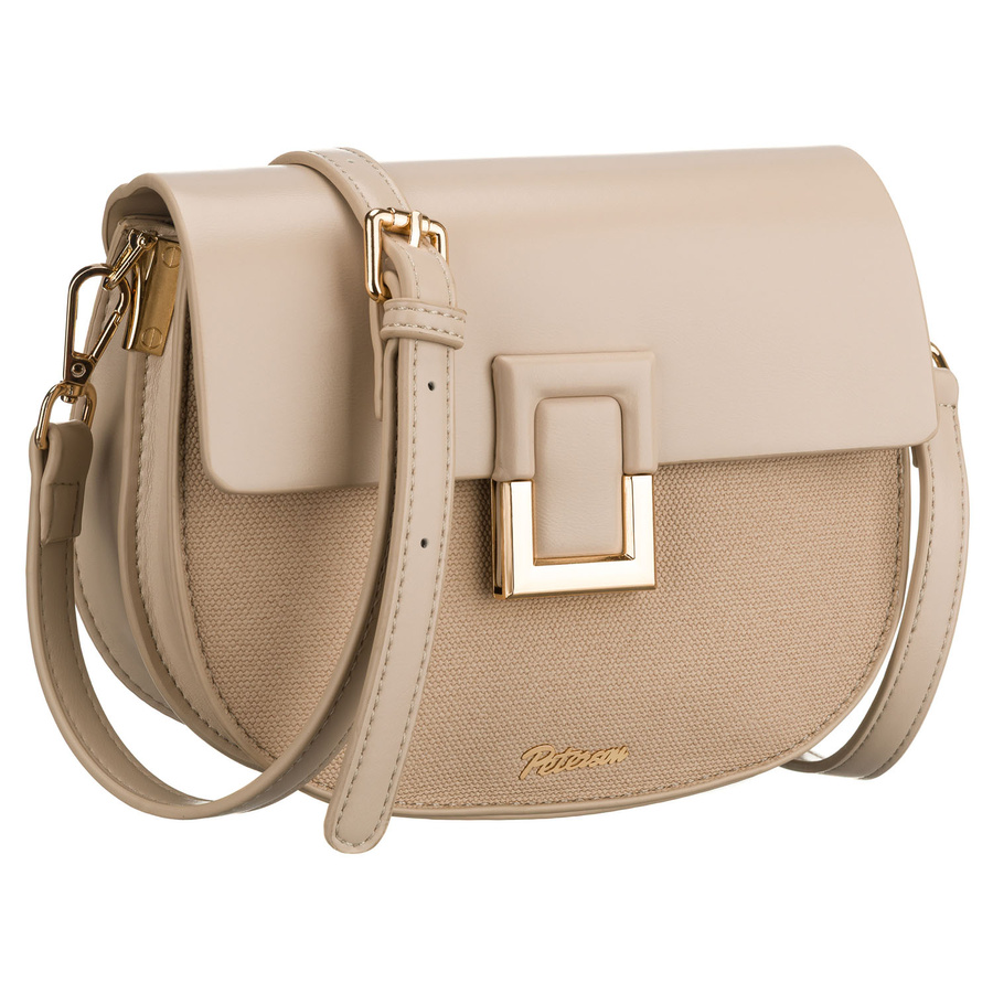 Dámska béžová crossbody kabelka Peterson so zlatými detailmi