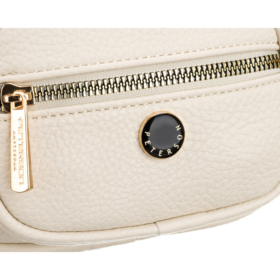 Saszetka damska wykonana ze skóry ekologicznej w jasnobeżowym kolorze - Peterson