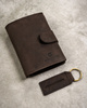 Leather wallet+key ring set PETERSON PTN SET-M-1542L-CHM