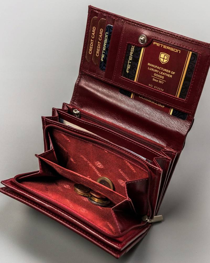 Leather wallet RFID PETERSON PTN RD-22-GCL