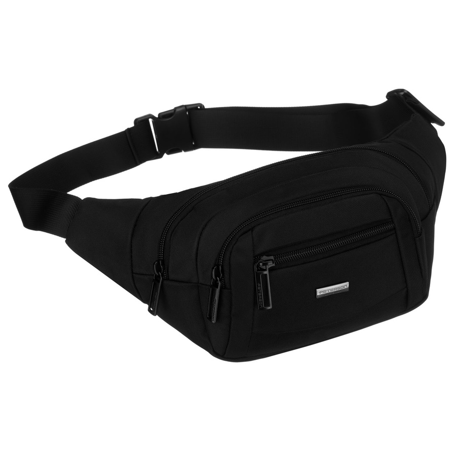 Čierna pánska crossbody taška/ľadvinka s viacerými vreckami