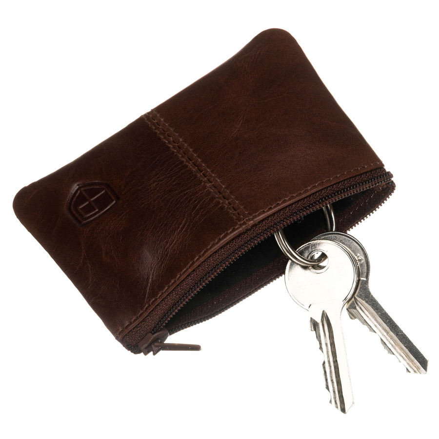 Dwukomorowa, brązowa listonoszka męska ze skóry naturalnej - Peterson