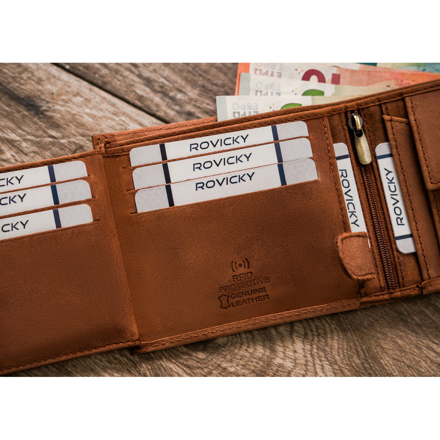 Leather wallet RFID ALWAYS WILD N992-CHM-HORSE-BL CO