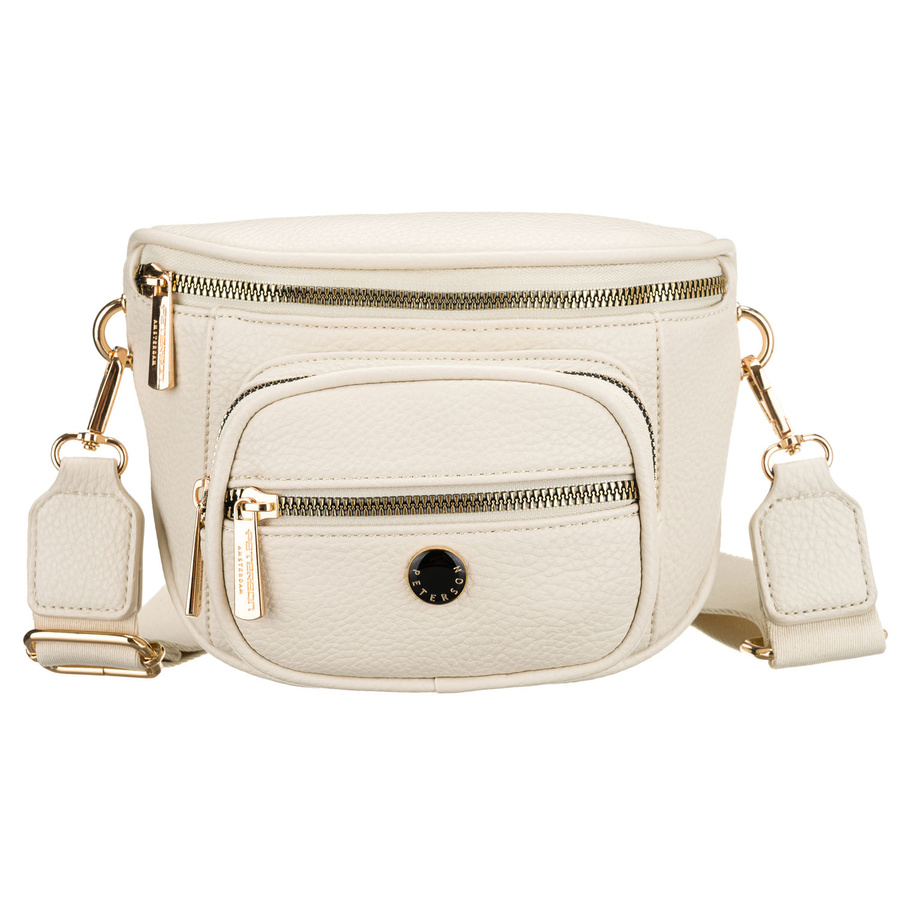 Saszetka damska wykonana ze skóry ekologicznej w jasnobeżowym kolorze - Peterson