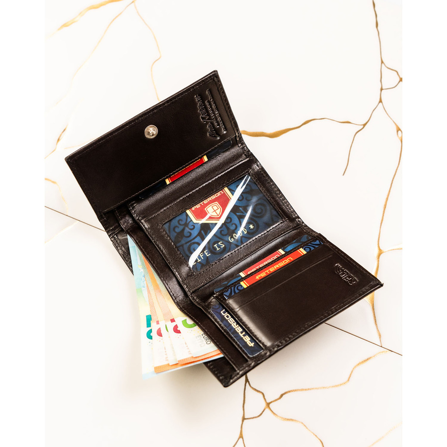 Leather wallet RFID PETERSON PTN RD-18-NGV