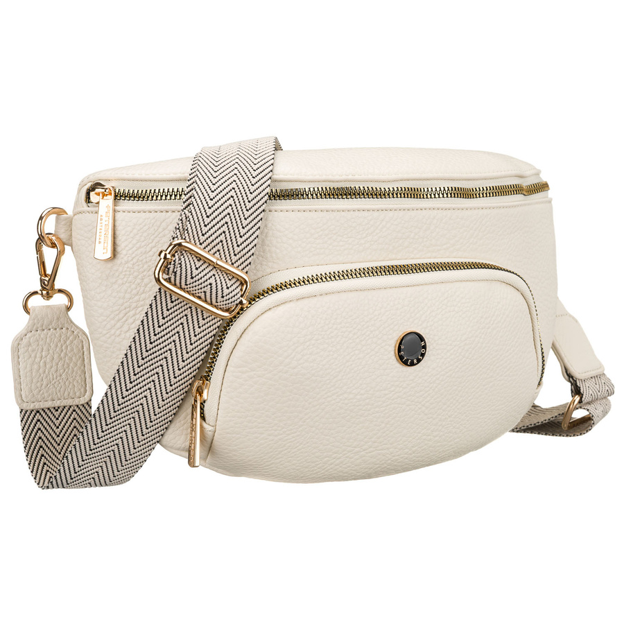 Svetlobéžová dámska ľadvinka z ekologickej kože s viacerými priehradkami