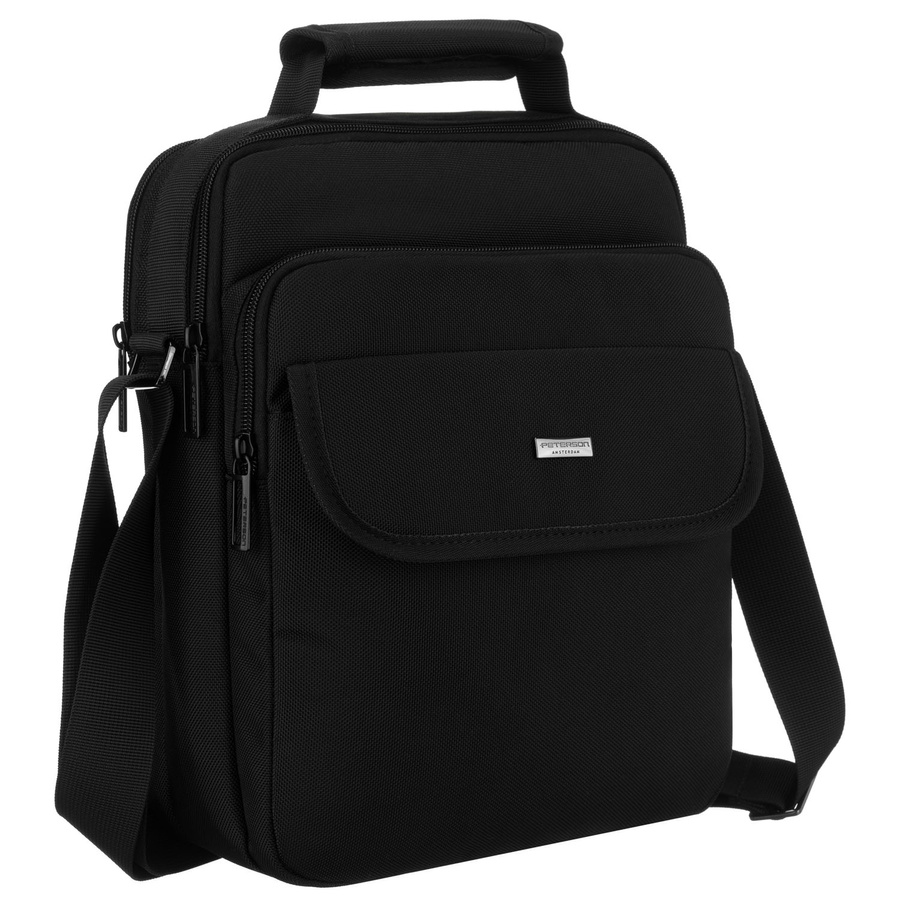 Praktická čierna crossbody taška z Cordury, dvojkomorová