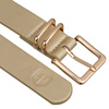 Beżowy, wąski pasek damski ze skóry ekologicznej ze złotą klamrą - Peterson