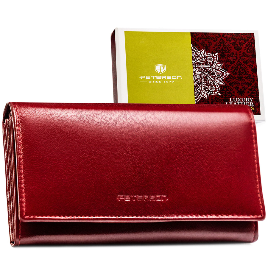 Leather wallet RFID PETERSON PTN RD-08-NGV