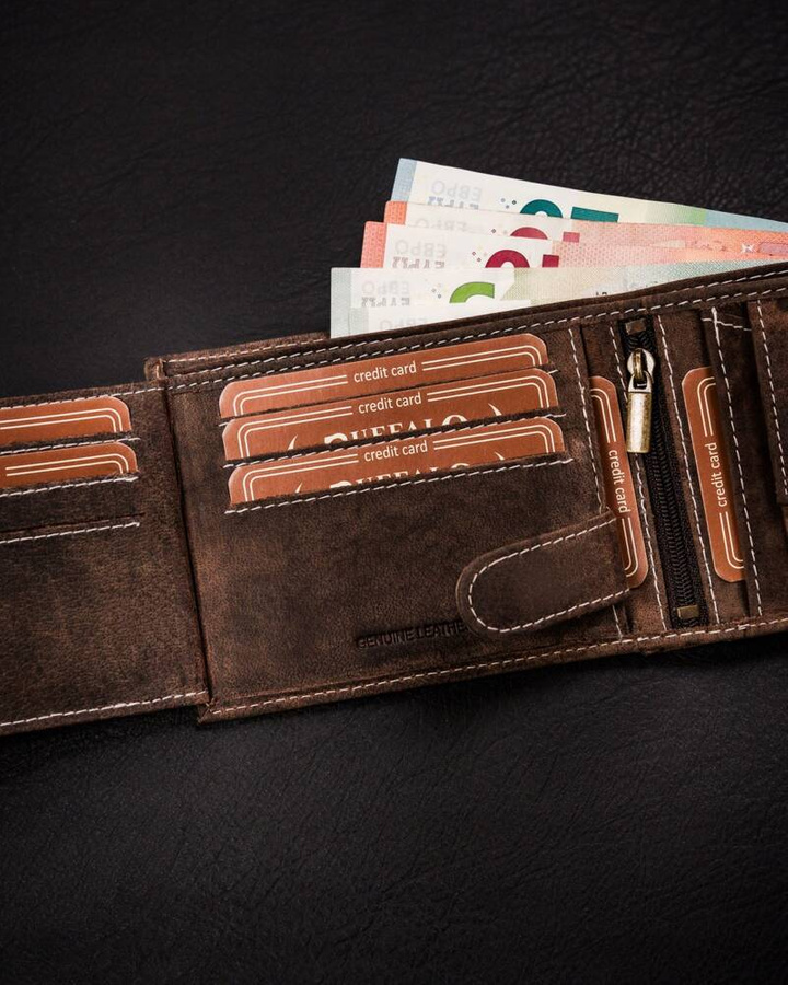 Leather wallet RFID BUFFALO WILD MR-02-BAW-BL