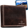 Duży portfel męski ze skóry naturalnej w brązowym kolorze wyposażony w system RFID - Peterson