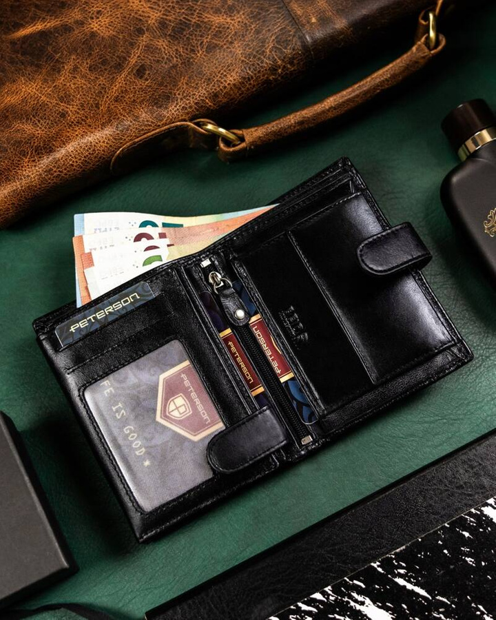 Leather wallet & key ring set PETERSON PTN SET-M-N4-KCS