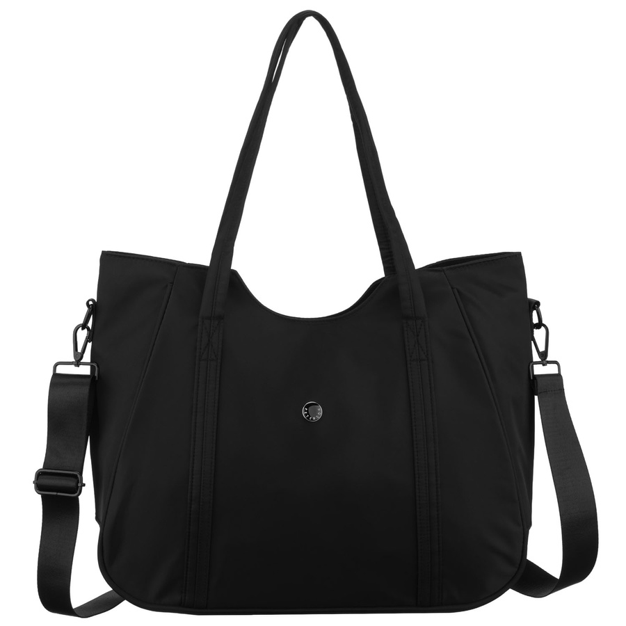 Czarna, miejska shopperka damska z poliestru, jednokomorowa - Peterson