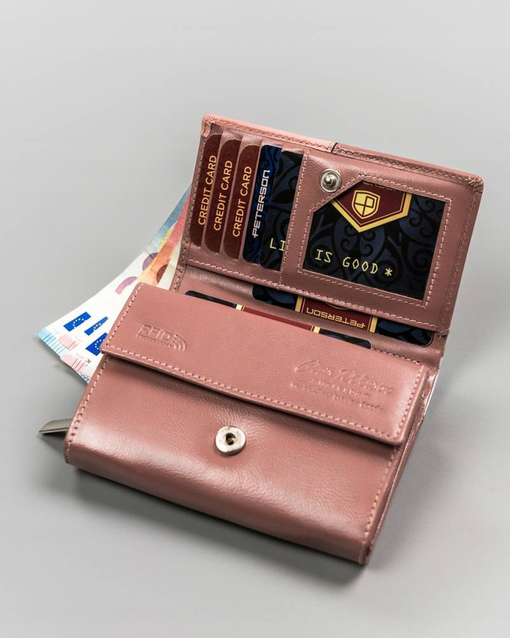 Leather wallet RFID PETERSON PTN RD-02-GCL-Y