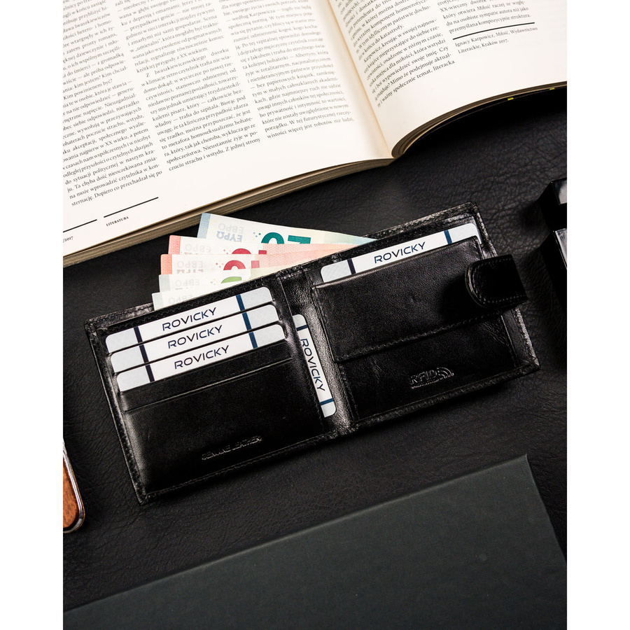 Leather wallet RFID ROVICKY CPR-10L-NBAR