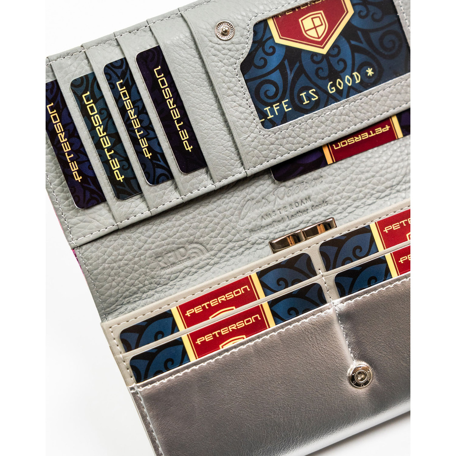 Leather+leatherette wallet RFID PETERSON PTN PX24-1-NPK