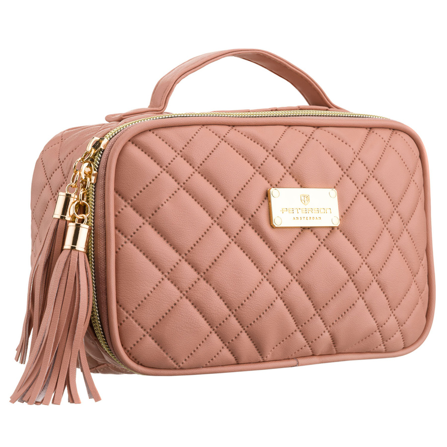 Ružová dámska kozmetická taštička s úchytom