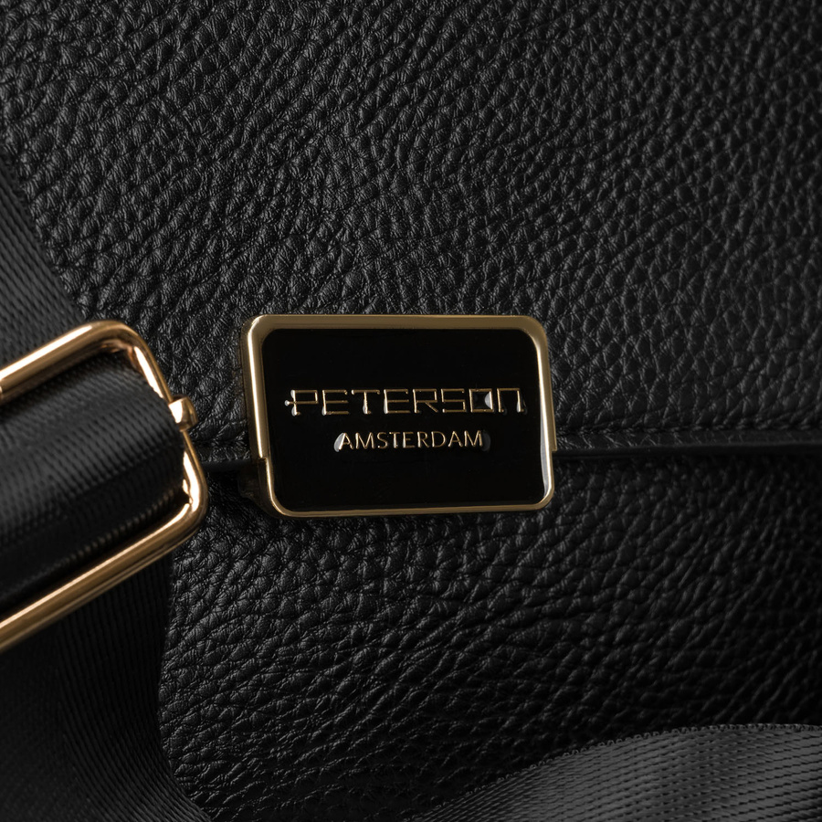 Czarna listonoszka damska na ramię ze skóry ekologicznej z etui w zestawie - Peterson