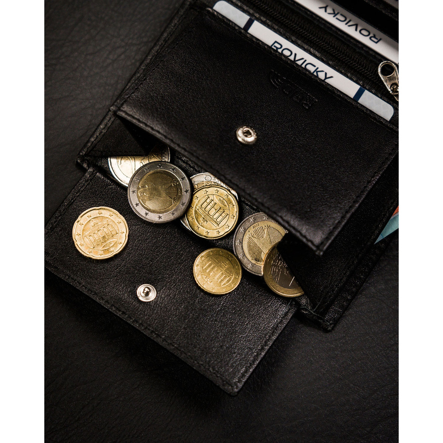 Leather wallet RFID RONALDO RM-03-BDF-BL