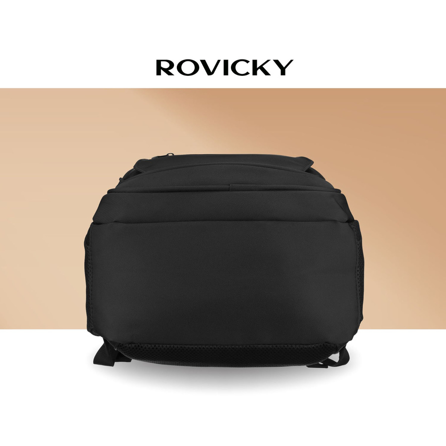 Duży, podróżny plecak z poliestru w czarnym kolorze, idealny na bagaż podręczny - Rovicky