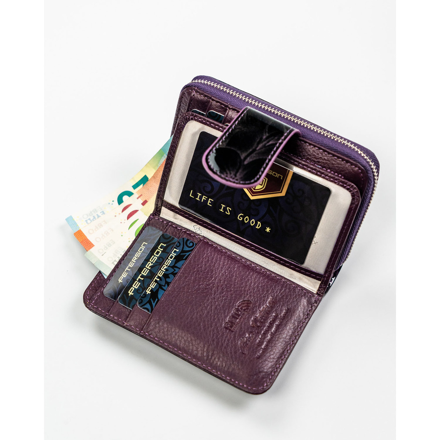 Leather and leatherette wallet RFID PETERSON PTN PS115-FDS