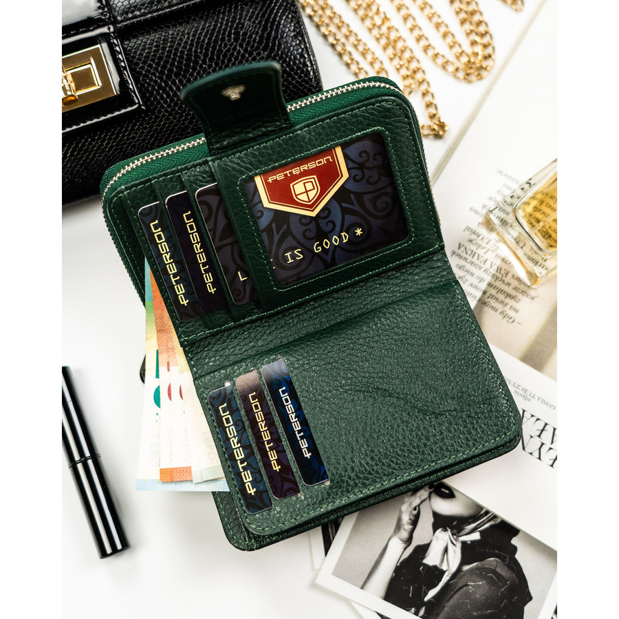 Leather and leatherette wallet RFID PETERSON PTN PS115-FDS