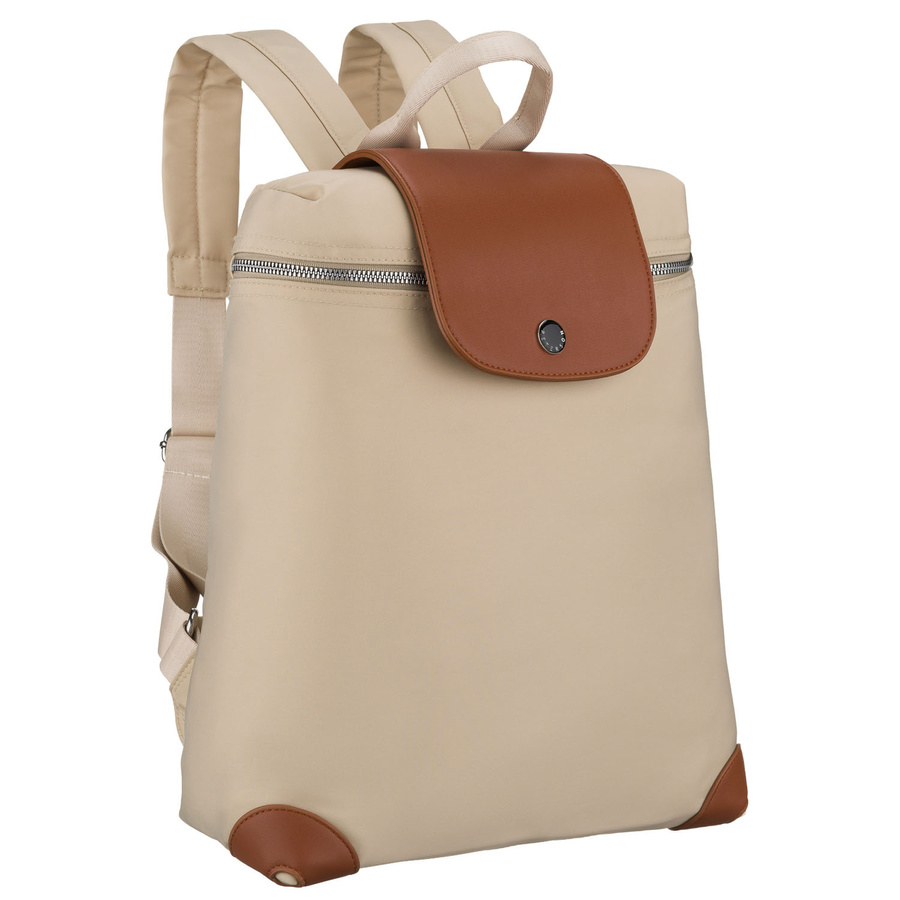 Béžovo-hnedý dámsky mestský ruksak s uchytením na kufor
